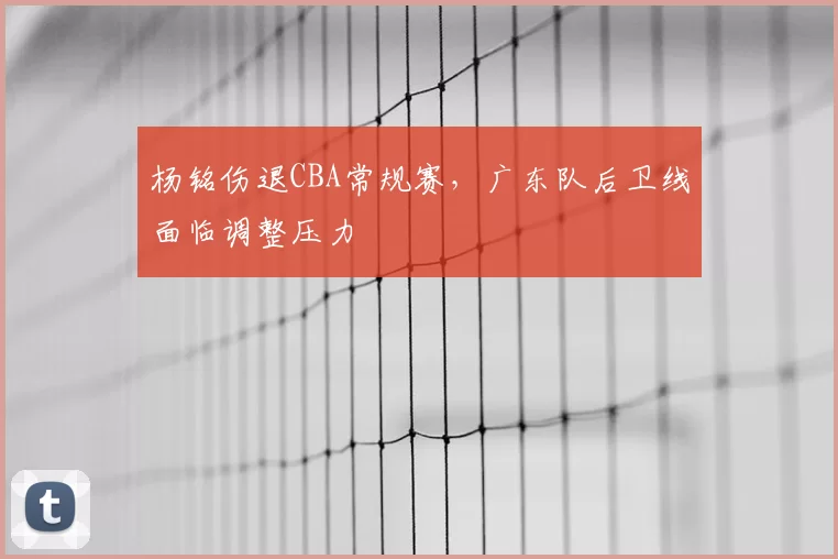 杨铭伤退CBA常规赛，广东队后卫线面临调整压力
